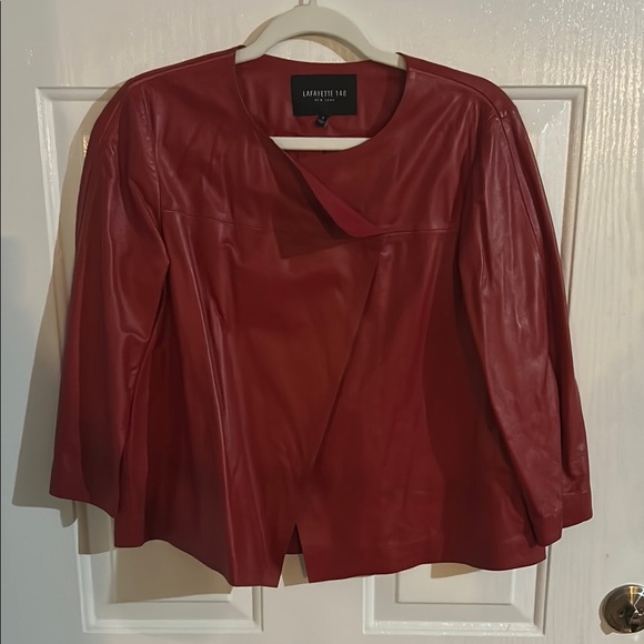 Lafayette 148 New York Red Leather Jacket - Picture 1 of 7